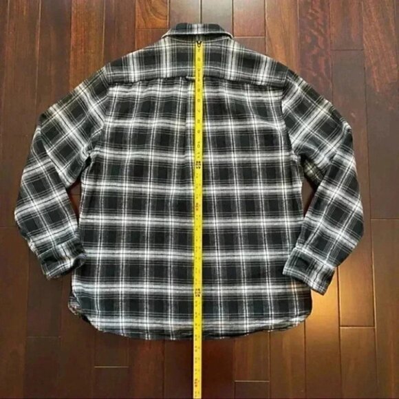 Jachs Mens Flannel Shirt Button Front Long Sleeves Plaid Black White Medium - Picture 12 of 16